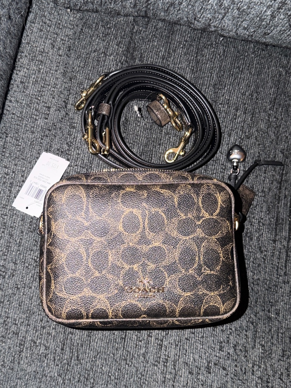 Coach Mini Carey Crossbody Bag with Charms in Loved Leather Signature Canvas NWT